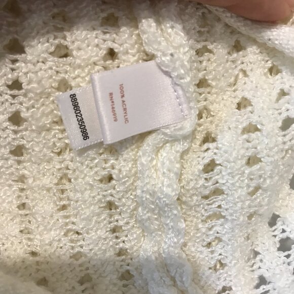 Lauren Conrad Scoop neck Open knit Cropped Sweater Bell sleeves XXL Off-white - Picture 6 of 8